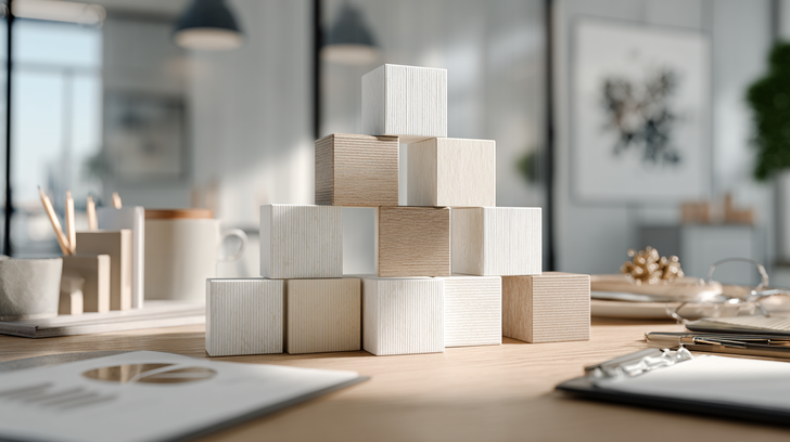 stapel blokken op kantoortafel pennen ideeen